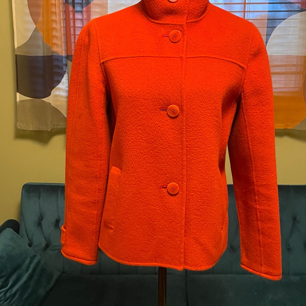 Talbots Vibrant Orange Pea Coat